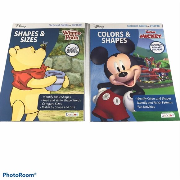 Bendon Other - 2-Pack Disney Winnie The Pooh/Mickey Mouse Sizes, Shapes, Colors Workbooks New